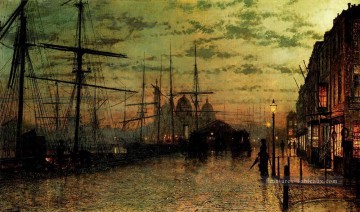 Humber Docks Scènes de la ville de Hull John Atkinson Grimshaw cityscapes Peinture à l'huile